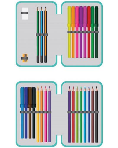 Penar cu accesorii S. Cool - Rainbow, cu 2 fermoare, 29 piese - 2