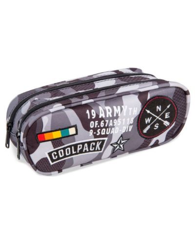 Penar elipsoidal Cool Pack Clever - Camo Black Badges, cu 2 compartimente - 1