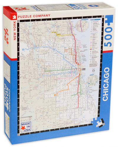 Puzzle New York Puzzle de 500 piese - Harta de transport, Chicago - 1