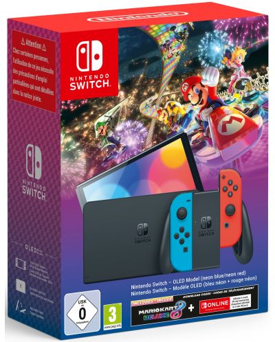 Nintendo Switch ネオンブルーレッド　マリオカート　ファミスタ Nintendo Switch OLED - Neon Red & Neon Blue + Mario Kart 8 Deluxe