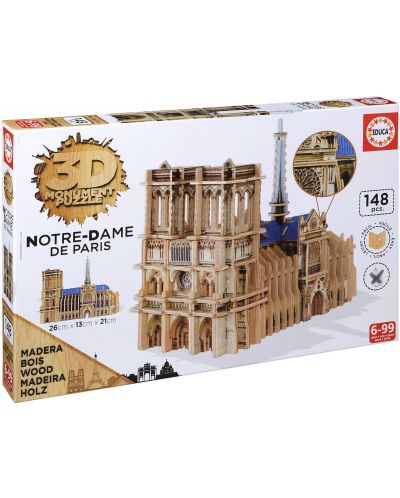 Puzzle 3D din lemn Educa de 148 piese - Catedrala Notre-Dame - 1
