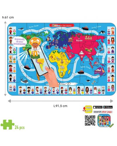 Jagu Educational Talking Puzzle - Harta lumii, 24 de piese - 2