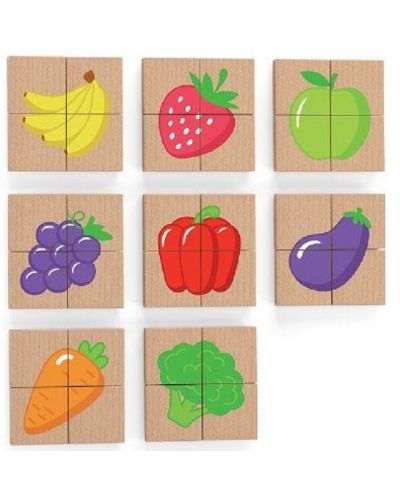 Puzzle educațional Viga - Fructe și legume magnetice, 32 de piese - 2