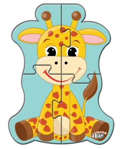 Puzzle educativ vorbitor Jagu - Girafa, 4 piese - 1