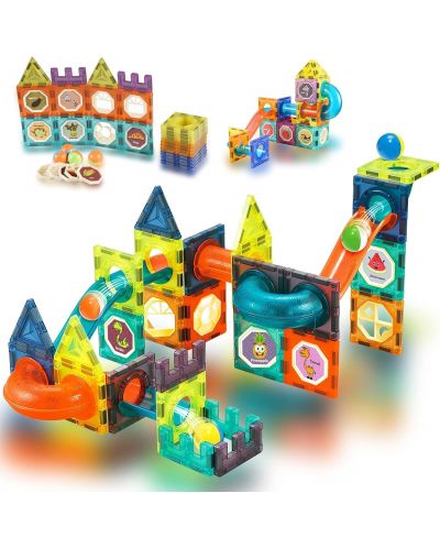 Set de construcție magnetic educativ Sonne - Labirint, 66 piese - 2