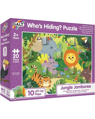 Puzzle educațional cu clapete Galt - Cine se ascunde în junglă? - 1