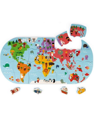 Puzzle educativ pentru baie Janod - Harta lumii - 3