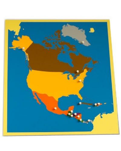 Puzzle educațional Smart Baby Montessori - Harta Americii de Nord, 23 de piese - 1