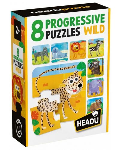 Puzzle-uri progresive educaționale Headu - Natură sălbatică, 8 bucăți - 1