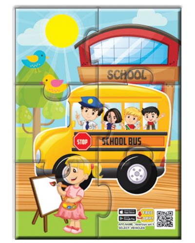 Jagu Educational Talking Puzzle - Autobuz școlar, 6 piese - 1