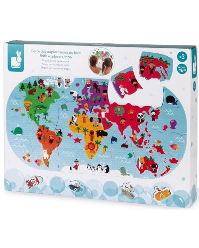 Puzzle educativ pentru baie Janod - Harta lumii - 1
