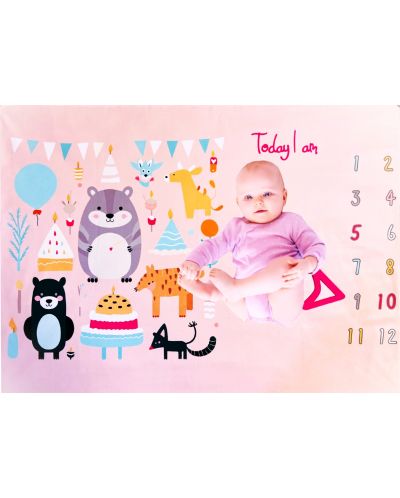 Pătură foto Milestone - Ziua de naștere, 70 x 100 cm, roz - 2