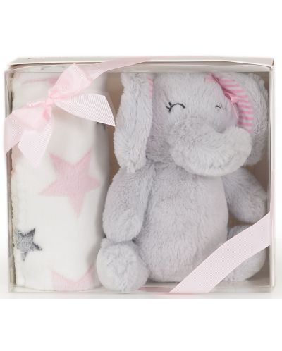 Pătură cu jucărie Cangaroo - Elephant, pink, 90 x 75 cm - 2