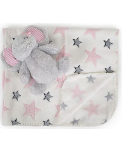 Pătură cu jucărie Cangaroo - Elephant, pink, 90 x 75 cm - 1
