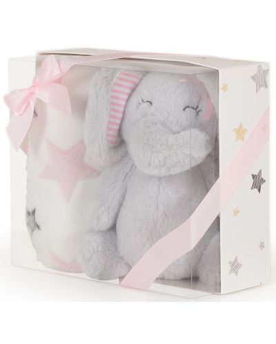 Pătură cu jucărie Cangaroo - Elephant, pink, 90 x 75 cm - 3
