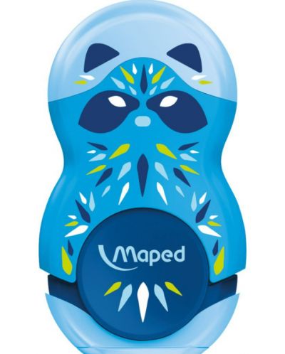 Ascutitoare cu radiera 2 in 1 Maped Mini Cute - Loopy, albastru - 1