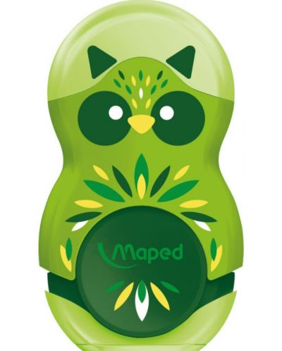 Ascutitoare cu cauciuc 2 in 1 Maped Mini Cute - Loopy, verde - 1