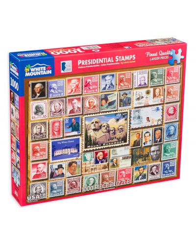 Puzzle White Mountain de 1000 piese -Presidential Stamps - 1