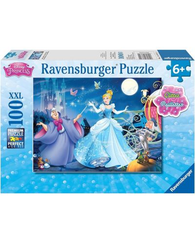 Puzzle Ravensburger Glitter 100 de piese XXL - Cenușăreasa fermecătoare  - 1