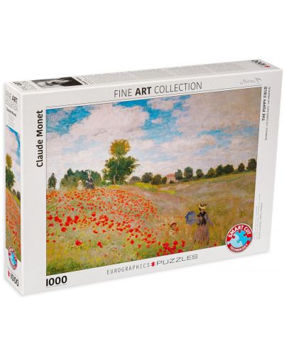 Puzzle Eurographics de 1000 piese – Camp cu maci, Claude Monet - 1