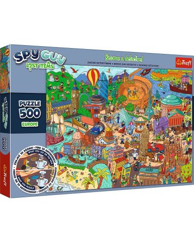 500 de piese Trefl Puzzle - Spy Guy Obiecte pierdute: Europa - 1