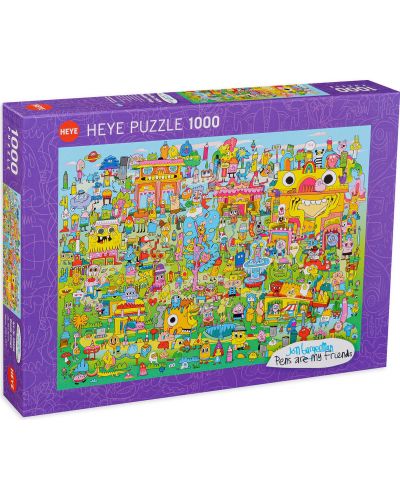 Puzzle Heye de 1000 piese - Burgerman Doodle Village - 1