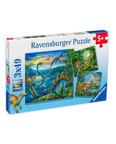 Puzzle  Ravensburger 3 x 49 piese - Dinozaurii - 1