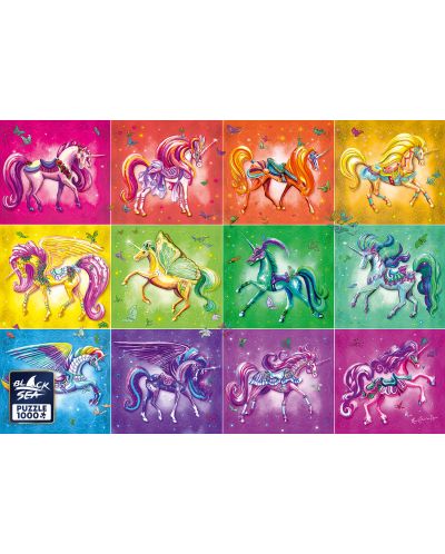 Puzzle de 1000 de piese Premium Sea Black - Unicorni colorați - 2