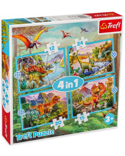Trefl 4 în 1 puzzle - Dinozaurii - 1