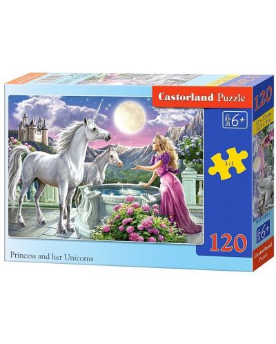 Puzzle de 120 de piese Castorland - Printesa si Unicornii - 1
