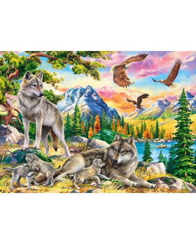 Puzzle Castorland din 300 de piese - Familia de lupi și vulturi - 2