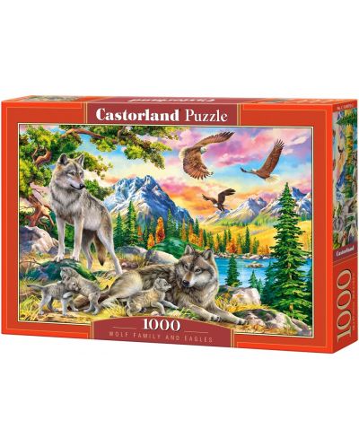 Puzzle Castorland din 1000 de piese - Familia de lupi și vulturi - 1