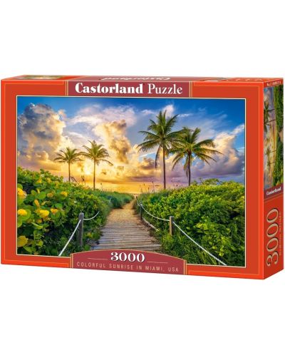 Puzzle Castorland din 3000 de piese - Răsărit colorat în Miami, SUA - 1