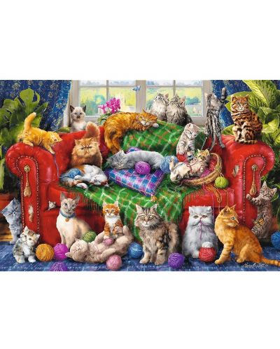 Puzzle Trefl din 1500 de piese - Pisici drăguțe pe canapea - 2