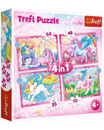 Puzzle Trefl 4 in 1 -  Unicorni si magie - 1