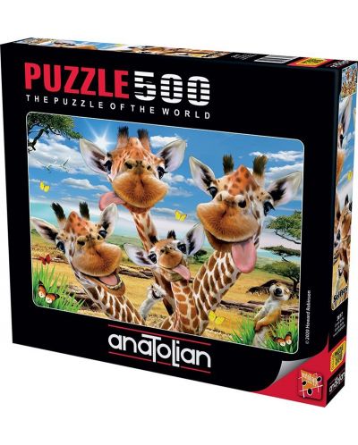 Puzzle Anatolian de 500 de piese - Selfie cu girafe - 1