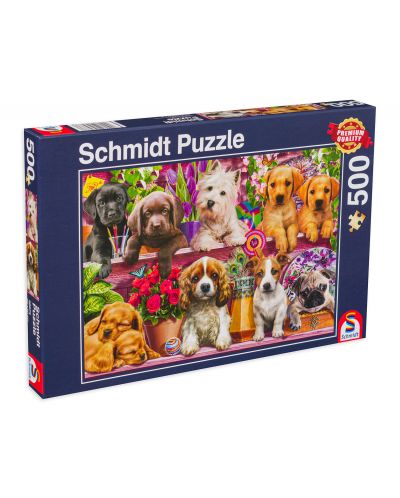 Puzzle Schmidt de 500 piese - Puppies on The Shelf - 1