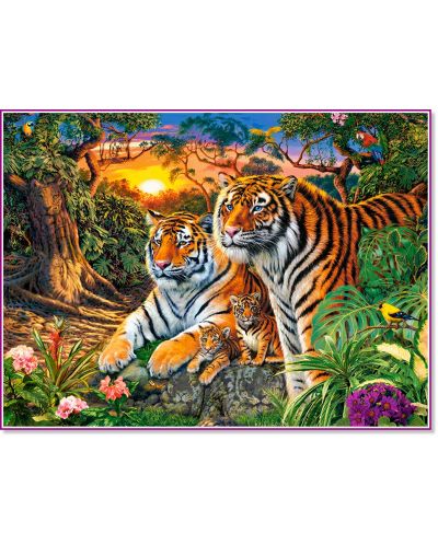 Puzzle Castorland din 2000 de piese - familia Tigrilor - 1