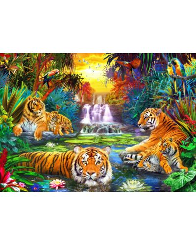 Puzzle Bluebird de 1000 piese - Family at the Jungle Pool - 2