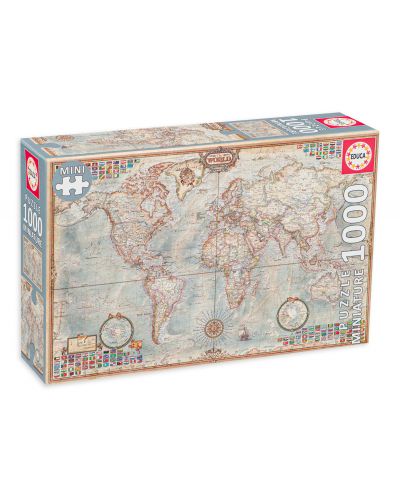 Puzzle Educa de 1000 piese mini - Harta politica a lumii, miniatura - 1