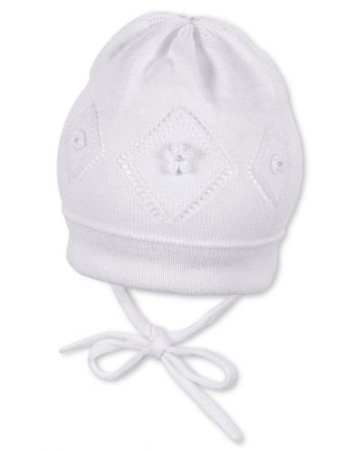Pălărie pentru copii din bumbac tricotata Sterntaler - 41 cm, 4-5 luni, albă - 1