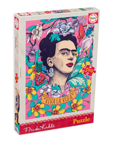 Puzzle Educa de 500 piese - Traieste-ti viata, Frieda Kahlo - 1