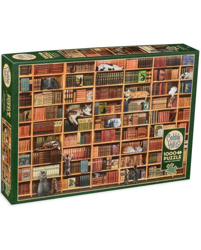 Puzzle Cobble Hill de 1000 piese - Biblioteca pisicilor - 1