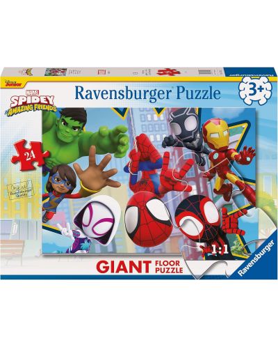 Puzzle de podea Ravensburger din  24 piese - Spidey și prietenii săi minunați - 1