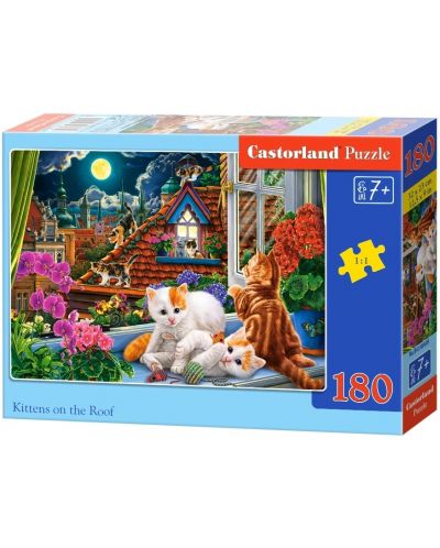 Puzzle Castorland din 180 de piese - Pisicuțe pe acoperiș - 1