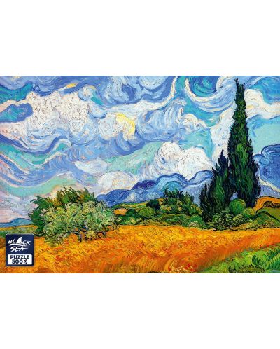 Puzzle Black Sea din 500 de piese - Camp de grau cu chiparosi, Vincent van Gogh - 2