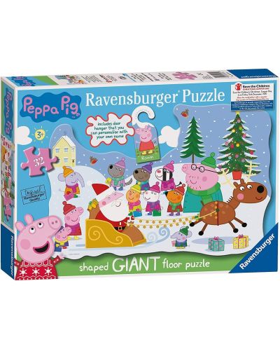 Puzzle de podea  Ravensburger din 32 piese - Crăciunul lui Peppa Pig - 1