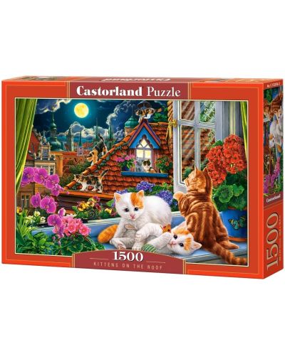 Puzzle Castorland din 1500 de piese - Pisicuțe pe acoperiș - 1
