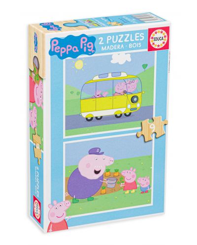 Puzzle Educa de 2 x 9 piese - Peppa Pig - 1