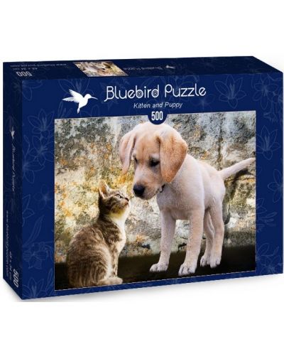 Puzzle Bluebird de 500 piese - Kitten and Puppy - 1